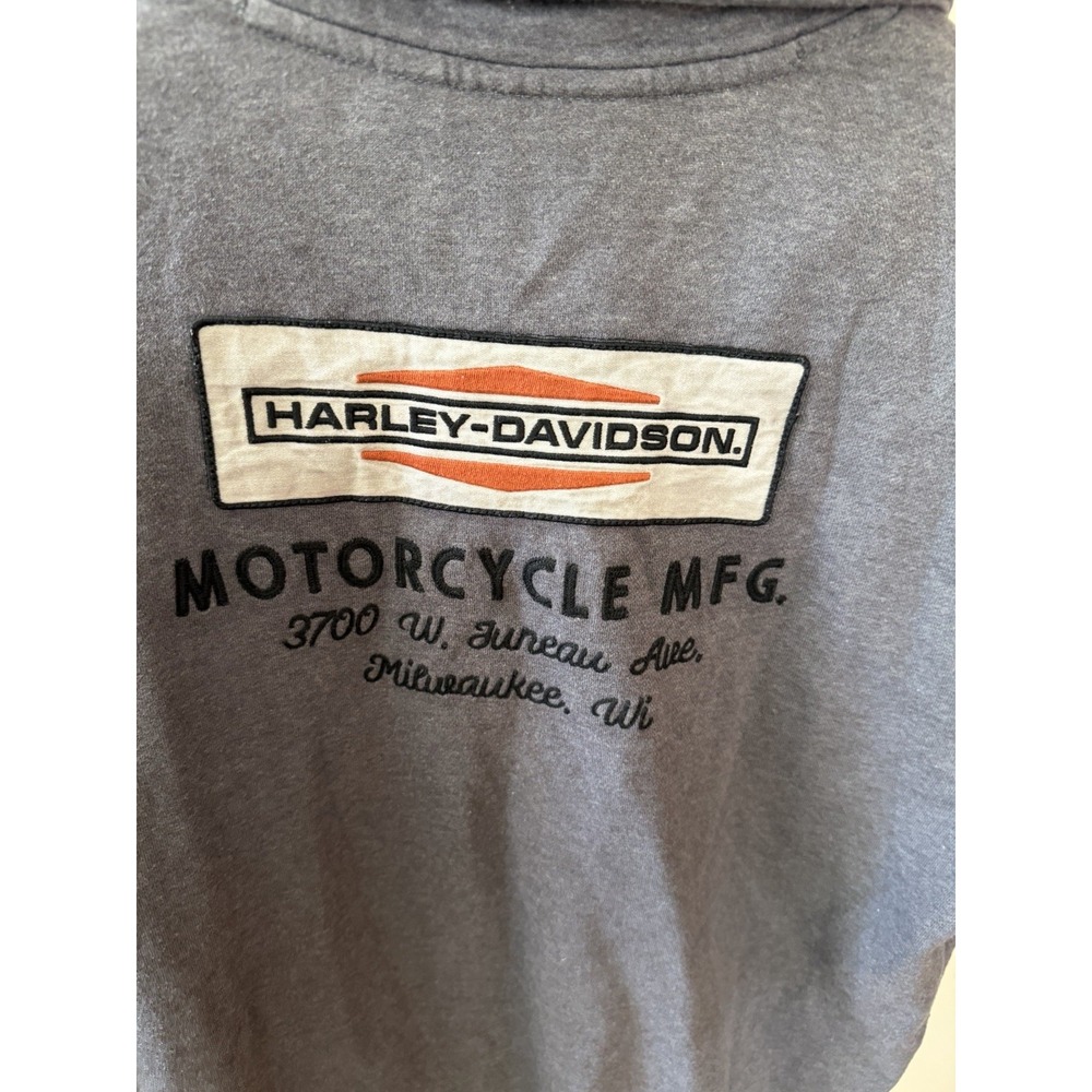 Harley Davidson Motorclothes Mens M Gray 1/4 Zip Fleece Back Graphic Sweatshirt - Picture 4 of 8